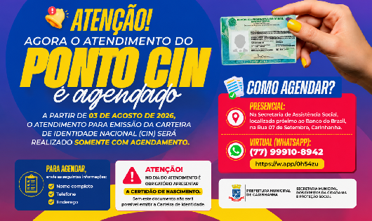 📢 Vai tirar a nova Carteira de Identidade? Saiba como fazer o agendamento no SAC de Carinhanha